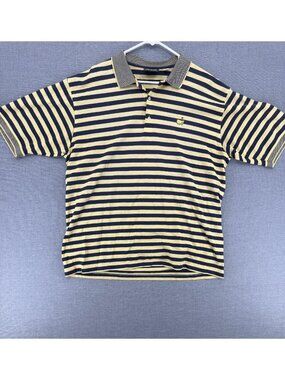 Masters Collection Performance Polo Shirt Mens XL Yellow Striped Golf Logo